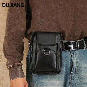 กระเป๋าคาดลำตัวผู้ชาย Dujiang หนังแท้ สีดำ ทนทาน ใช้ได้ทุกวัน - Product Image 2