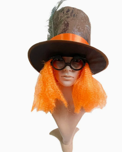 Máscara para Fiesta de Baile de Halloween, Sombrero con Plumas de Pavo Real y Peluca Naranja, Sombrero Irlandés, Sombrero de <span class=keywords><strong>Mago</strong></span> - Product Image 2