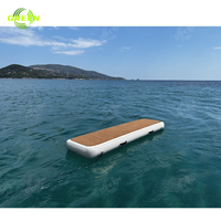 Plate-forme de radeau flottant d'amarrage de mer gonflable verte pour 6 adultes enfants famille fête de l'eau