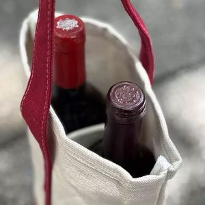 Sac fourre-tout personnalisé en toile de coton pour 2 bouteilles, écologique, réutilisable, avec logo imprimé, pour café, vin ou shopping - Product Image 4