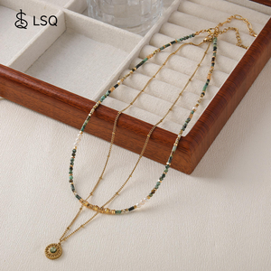 Gargantilla de cuentas de Latón chapado en oro de 18 quilates de moda con Turquesa africana y diseño geométrico logotipo personalizable collar de fiesta para mujer - Product Image 2