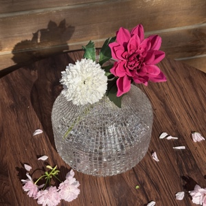 Jarrón de Vidrio Tallado <span class=keywords><strong>a</strong></span> Mano con Relieve de Cristal, Jarrón Grande y Resistente con Base para Mesa de Comedor, Cocina, Oficina y Hogar - Product Image 3