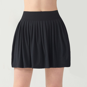 Jupe de tennis anti-exposition taille haute personnalisée pour les femmes à séchage rapide deux pièces Fitness Yoga vêtements de sport couleur unie - Product Image 2