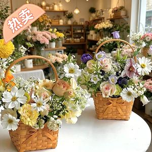 Cesta de Flores Tejida a Mano, Rectangular, de 2.0-3.0 L, para el Día de la Madre, Bodas, Festival del Bote del Dragón - Product Image 1