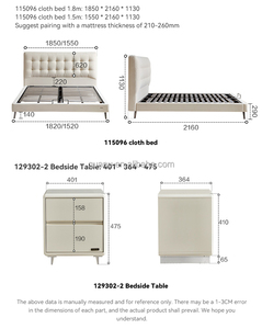 Giường ngủ đôi phong cách kem, đầu giường mềm mại, chất lượng tốt nhất, khung giường cao cấp mới nhất <span class=keywords><strong>2025</strong></span>, bán buôn nội thất gia đình Quanu 115096 - Product Image 5