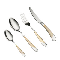 Ensemble de couverts de luxe pour mariage en acier inoxydable 18/0 avec logo personnalisé, fourchette, couteau et cuillère