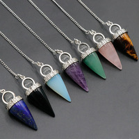 Pendentif en cristal naturel rétro en forme de cône, de haute qualité, poli, tendance, décoration suspendue, vente en gros pour cadeau