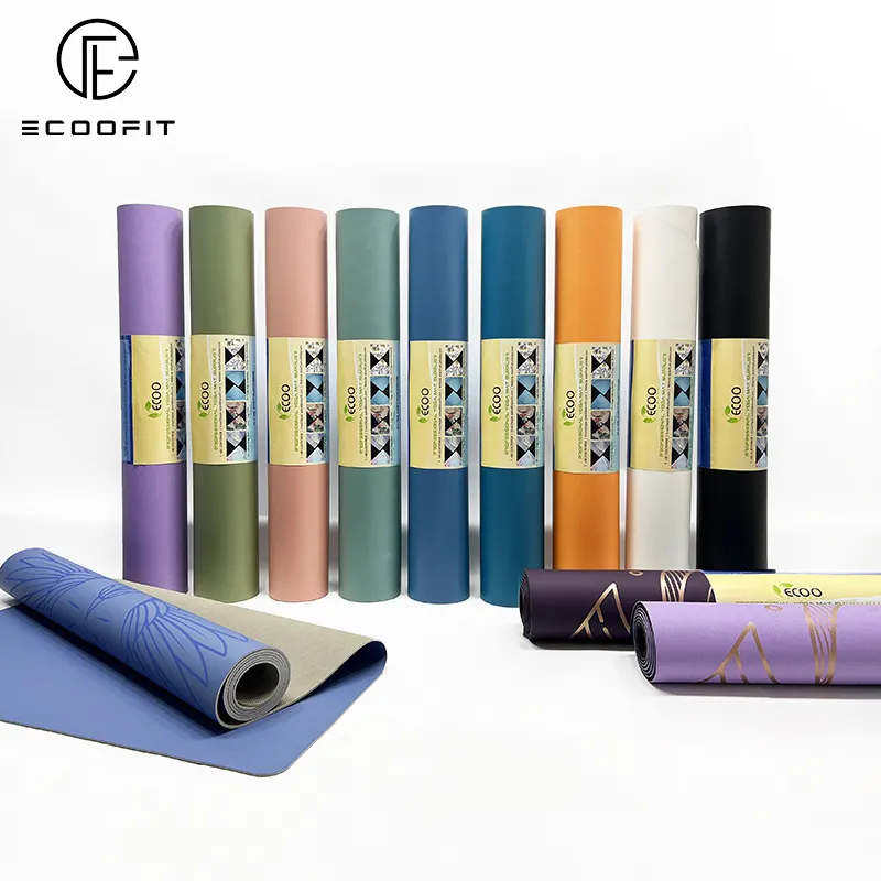 4 5mm Laser Eco Amigável Coco Personalizado Impresso Liso Preto Branco Bege Nu Roxo Cor Antiderrapante Borracha Natural Pu Yoga Mat