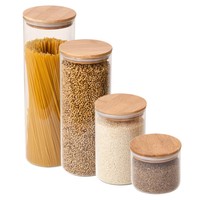 Vente flash : bocaux avec couvercle en bambou, contenants de stockage alimentaire hermétiques, bocaux en verre, contenants en verre, distributeur de céréales, bocal de rangement
