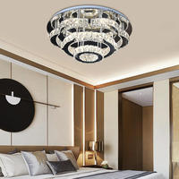 Plafonnier rond de luxe à fleurs, design élégant, à intensité variable, contrôlable par application, blanc, pour salon, chambre à coucher, lumières LED en cristal multicouche