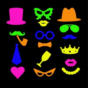 New 17 Piece Handheld Photo Props <b>for</b> Black Light Theme <b>Birthday</b> Party <b>Decorations</b> Wholesale - Product Image 4
