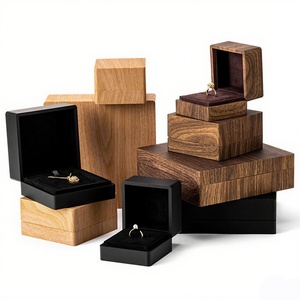 Custom Vintage Wood Grain <b>Spray</b> Painting Suede Lining Jewelry Gift Box Classic Ring Pendant Jewelry Set Box Customizable logo - Product Image 1