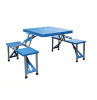 Ensemble de table portable avec chaise, valise pliable en plastique ABS, pour jardin, barbecue, plein air