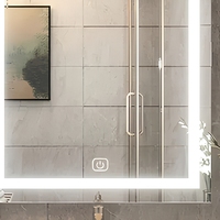 Miroir de salle de bain à LED au design moderne avec interrupteur tactile, 3 niveaux de gradation, rétroéclairé, rectangulaire, mural, miroir cosmétique