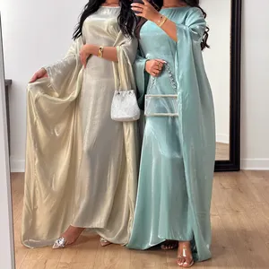 Loriya Middle East Muslim Loose Elegant Ramadan Kaftan Abaya With Inside Belt Solid Color Plus Size Islamic Clothing