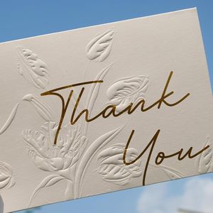 Biglietti di Ringraziamento di Lusso Personalizzati con Logo, Carta Goffrata Vintage per Piccole Imprese, Etichette e Tag - Product Image 1