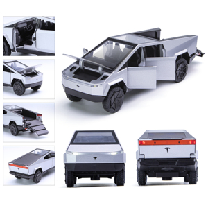 Fabricación OEM, Modelo de Auto de Juguete de Metal Fundido a Presión a Escala 1:32, Camioneta <span class=keywords><strong>Tesla</strong></span> con Luz y Sonido, Funciona con Baterías AG13 - Product Image 2
