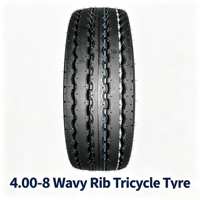Nouveau pneu de tricycle HONGYUAN 4.00-8 en nylon à nervures ondulées, antidérapant, résistant à l'usure, caoutchouc, capacité de charge 400 kg, indice de plis 6/8RP, de remplacement