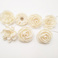 Diffuseur de parfum en roseau de haute qualité de 8 cm et 11 cm avec corde en coton, grande fleur de pivoine blanche naturelle en bois de sola