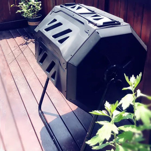 Vertak 160L / 43 Gallons Heavy Duty Rotatable Compost Tumbler Outdoor Garden Plastic Compost Bin with Easy Slide <strong>Doors</strong> - Product Image 5