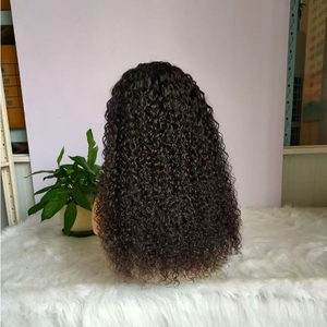 Wig setengah keriting Afro Kinky rambut manusia tanpa lem <span class=keywords><strong>3</strong></span> dalam 1 setengah Wig dengan tali serut dan klip tanpa ikat kepala rambut Kamboja mentah - Product Image 3