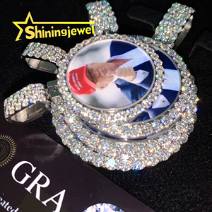 Nước bằng chứng Saphire Bảng điều chỉnh miễn phí khung 13.86cts kim cương lớn remenberance tưởng niệm moissanite ảnh hình ảnh Mặt dây chuyền bộ nhớ - Product Image 2