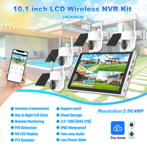 New 10.1'' LCD Monitor Screen NVR 8CH 4MP Low Power <b>Wireless</b> Solar Powered PTZ WiFi Network Home <b>Security</b> System <b>Cameras</b> Kit - Product Image 3