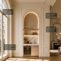Meuble de rangement sur mesure pour salle à manger avec casier à vin intégré, unité murale et étagères vitrées