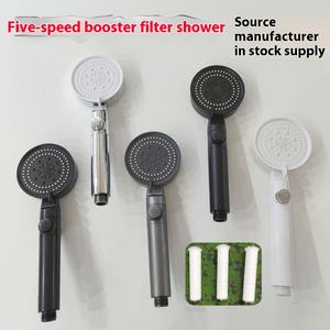 Cabezal de ducha presurizado de mano de cinco velocidades Samurai, elemento de filtro extraíble, rociador de ducha de baño negro, características del inodoro - Product Image 2