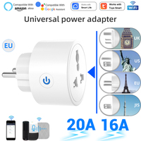 SIXWGH 16A WiFi adaptador de viaje inteligente Universal 2 pines enchufe de la UE a EE. UU. Reino Unido BR AU enchufe eléctrico Monitor de alimentación Google Home Alexa