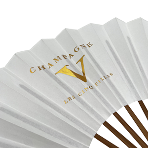 Éventail à main en bambou, tissu doré à la feuille d'or, logo personnalisé, style chinois traditionnel, haut de gamme, vintage original - Product Image 2