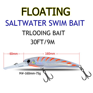 Leurre flottant pour la pêche en mer à la traîne, appât vivant, 160 mm 75 g, en acier inoxydable, type Minnow, couleur Vert Huile du Sud, modèle Spanish Needle - Product Image 5