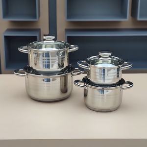 欧美现代时尚12件套不锈钢201炊具套装电磁炉燃气灶不粘涂层玻璃五层锅具 - Product Image 6