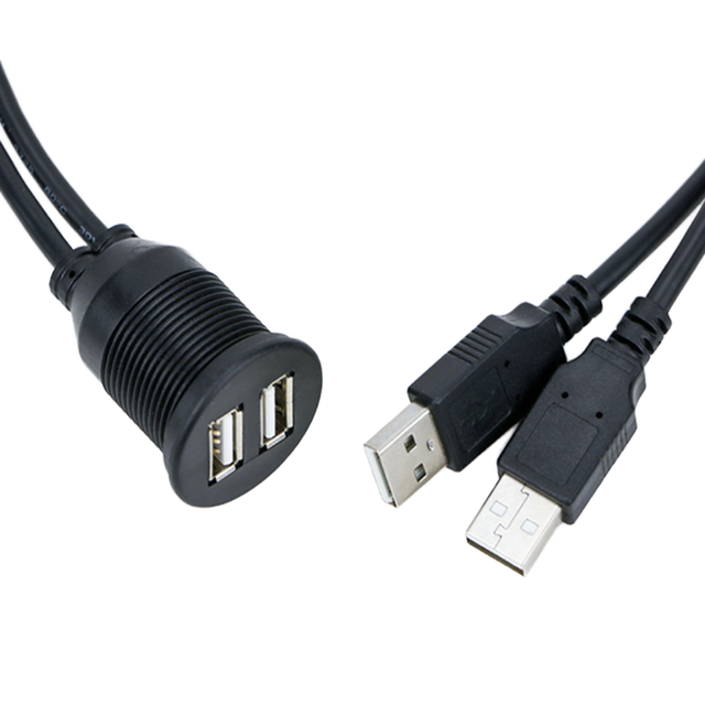 Customized Dual USB Male Female Car Dashboard Flush Mount Extension Cable Waterproof Smart USB Type for Android Printer Computer