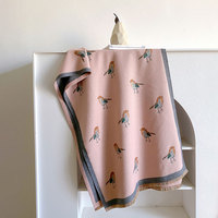Écharpe d'hiver en gros pour femmes, motif petit oiseau mignon, toucher cachemire, douce, chaude et coupe-vent, châles et étoles épaisses pour dames