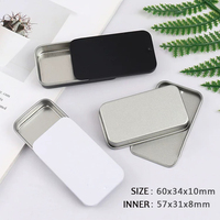 Mini boîtes coulissantes rectangulaires personnalisées en fer blanc noir argent pour anneaux de crème à la menthe broches baumes emballage bouchon à vis