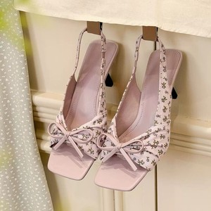 Sandalias de tacón abierto con estampado floral/puntos para mujer, con punta cuadrada y dedos descubiertos, tacones altos delgados, zapatos casuales de verano 2026 - Product Image 2
