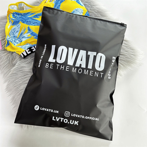 Sacs d'emballage noirs écologiques sacs en plastique à fermeture éclair imprimés de logo personnalisé pour t-shirt sac à fermeture éclair givré pour vêtements - Product Image 3