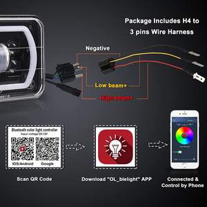 Fari Sigillati 50W 4x6 Quadrati con DRL RGB LED per Jeep Wrangler YJ Cherokee XJ - Product Image 5