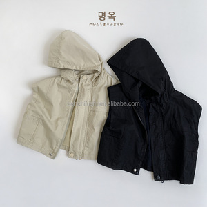 D1430 Gilet à capuche pour garçons, <span class=keywords><strong>manteau</strong></span> décontracté d'automne, 100% coton, vêtements pour enfants - Product Image 1