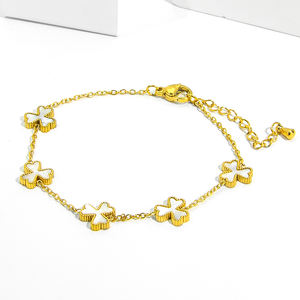 JUSNOVA Bracelet Charme Vintage Cœur Mode en Chaîne Maille Forçat Plaqué Or 18K Ajustable Acier Inoxydable - Product Image 2