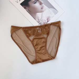 Culottes en dentelle tricotée en nylon pour femmes, couleur unie, taille mi-haute, maille transparente, sous-vêtements sexy, luxueux, élégants, séchage rapide, respirants - Product Image 2