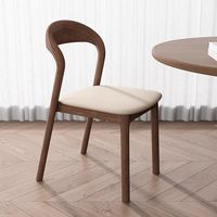 Chaise de salle à manger JP Nordic moderne minimaliste en bois massif avec siège en cuir, dossier et design portable pour la maison, le bureau et l'hôtel