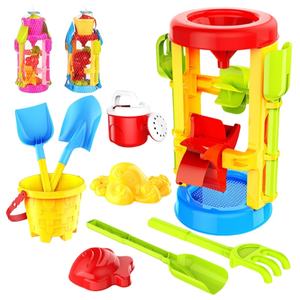 EPT 9-delige strand speelgoedset voor kinderen met zandwaterwiel - zomerse buiten speelgoed met zand schep, emmer en vormpjes voor kinderen - Product Image 1