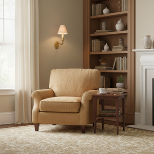 Lámpara de Pared Vintage Estilo Rústico Francés, Decoración Antigua con Brazo de Hierro Dorado en Forma de Hoja, Pantalla de Tela Beige, LED, Decoración Artística Rústica, Lámpara de Pared Tipo Vela - Product Image 2