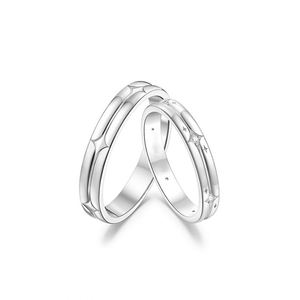 Bagues de couple plaquées platine, brillantes, étoilées, pour homme et femme, romantiques, de mariage, ajustables, ouvertes, avec zircon brillant - Product Image 5