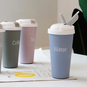 Seaygift xách tay nóng đôi tường nhiệt 500ml rơm chai nước leakproof mug thép không gỉ với nắp cho cà phê/ trà