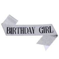 Günstige Schärpen Happy Birthday Girl Queen Schärpe Tiara Partyzubehör mit Strass-Krone Schärpe