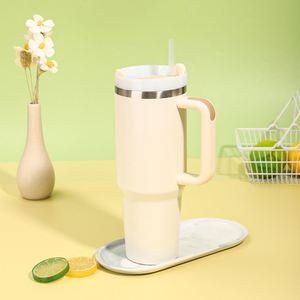 Mug de voyage H2.0 avec poignée, 40 oz, double paroi isolée, couvercle, paille, antidérapant, personnalisable ODM - Product Image 5