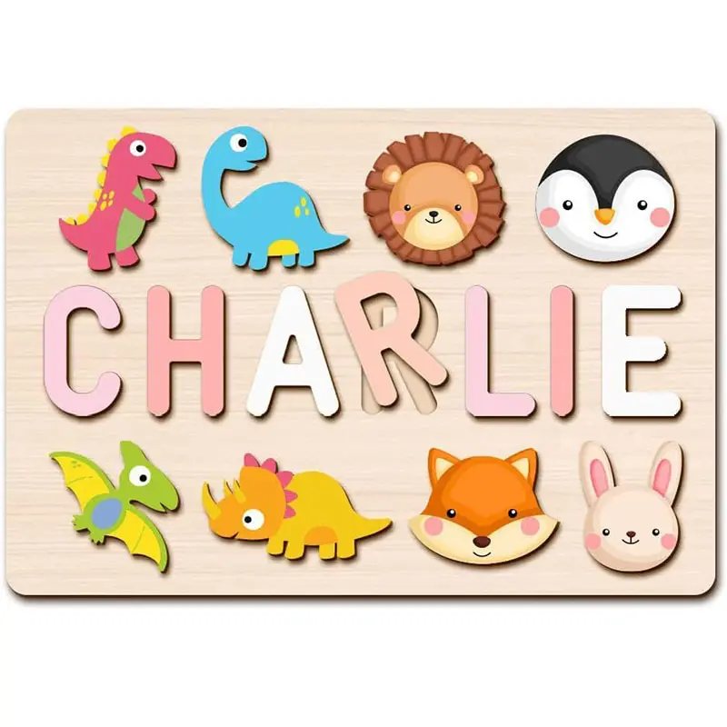 Kids Learning Toy Personalised Wooden Puzzle Custom Name Wooden Puzzle For Baby Newborn Birthday Gift